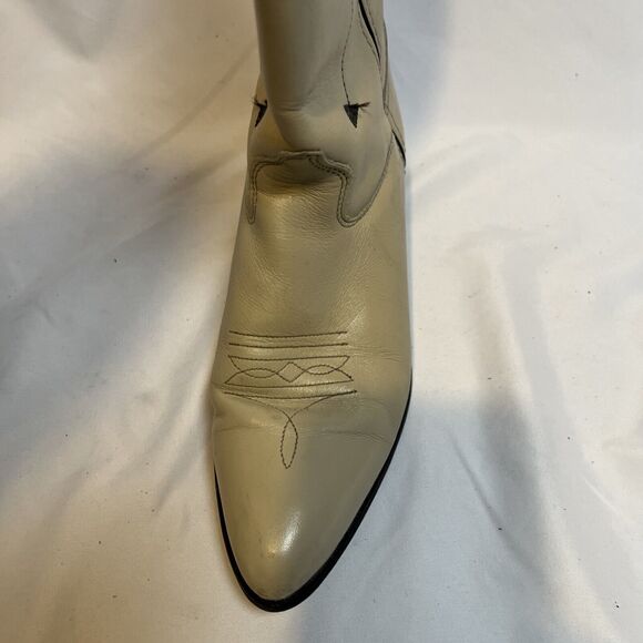 Capezio Cowboy Boots Leather Vintage 1970's Cream with Black Arrow Size 7.5 - Picture 5 of 14
